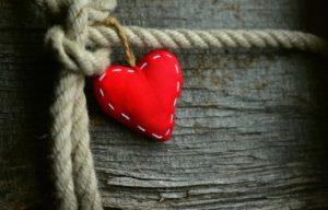 heart, red, rope
